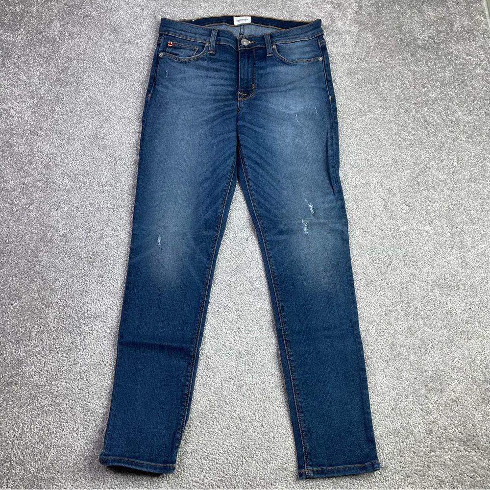 Hudson Krista Jeans Women’s 30 Blue Super Skinny Mid-Rise Dark Wash Distressed